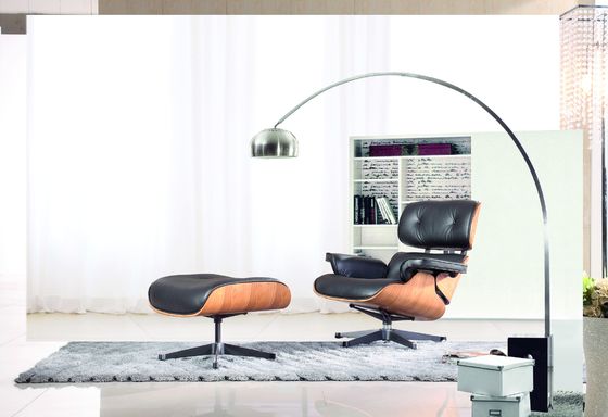 ক্লাসিক পাতলা পাতলা হোটেল হোটেল লাউঞ্জ চেয়ার এবং অটোমান জেনুইন লেদার উপাদান